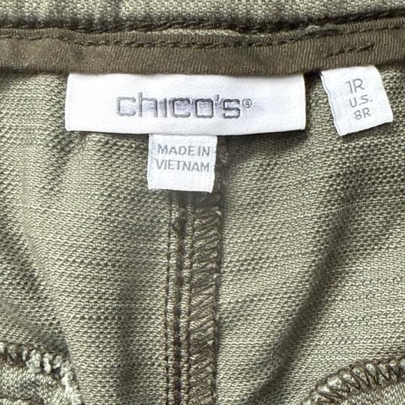 Chico’s Sample Pleated Twill Wide Leg Ankle Trousers Olive Size 8 - Picture 8 of 10